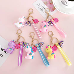 4 Charms Keychain - Unicorn - Assorted - Single Piece