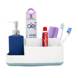 5 Compartment Bathroom Caddy - White And Blue