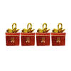 Gift Bright And Merry Red Gift Box Christmas Tree Ornaments - Set Of 4