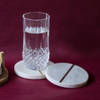 Gift Coasters Marble Round White Brass Centre - Set Of 4