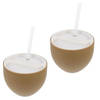 Buy Coconut Cup With Lid And Straw - Plastic - Single Piece