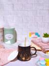 Shop Coffee Mug With Lid And Spoon - Minimal Gold - Ceramic - Single Piece