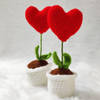 Gift Crochet Red Heart Flower - Set Of 2