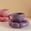 Gift Cup With Flower Shaped Saucer - Single Piece - Purple