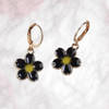 Gift Elegant Black Flower Charm Earrings