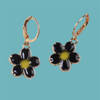 Buy Elegant Black Flower Charm Earrings