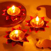 Gift Elegant Lotus Diya - Set Of 3 - Pink
