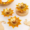 Elegant Lotus Diya - Set Of 3 - Yellow