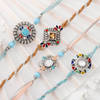 Enthralling Blue Stone Rakhi Set Of 4 Online