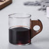 Glass Coffee Cup With Wooden Handle - Small - Single Piece Online
