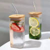 Glass With Straw And Bamboo Lid - Assorted - Single Piece Online