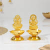 Gleaming Laxmi Ganesha Metal Diyas - Assorted - Set Of 2 Online