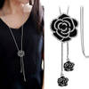 Necklace - Long Locket - Black Rose - Single Piece - Juju Joy Online