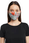 Buy Payal Singhal Face Mask With Pouch - Blue And Stone - Ikat - Garden Print - Reversible