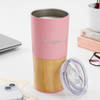 Gift Personalized Pink Tumbler With Wooden Base