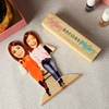 Gift Personalized Shopaholic Caricature with Wooden Stand