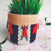 Planter - Jacquard With Jute - Black - Single Piece Online