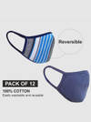 Gift Reversible Cotton Face Mask - Flat Dust Masks - Blue And White