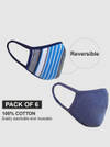 Shop Reversible Cotton Face Mask - Flat Dust Masks - Blue And White