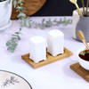 Salt And Pepper Shakers - Wooden Tray - White Online