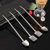 Gift Spoon Straw With Cleaning Brush - Steel - Set Of 4
