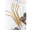 Stainless Steel Straw With Cleaning Brush - Golden - Set Of 6