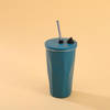 Gift Stainless Steel Tumbler With Straw - Blue - Single Piece