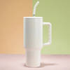 Vacuum Insulated Stainless Steel Tumbler With Straw And Handle - White - Single Piece Online