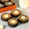 Wooden Log Tea-light Candle Set Online