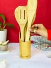 Gift Wooden Spoon Set With Holder - Set Of 5