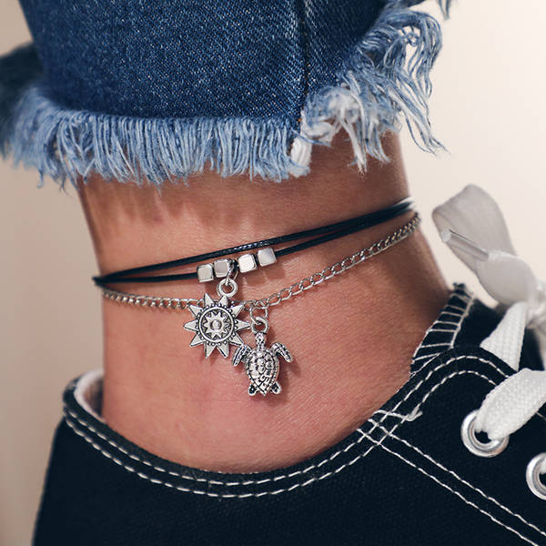 Anklets - Bohemian - Turtle And Sun - Single Piece - Juju Joy