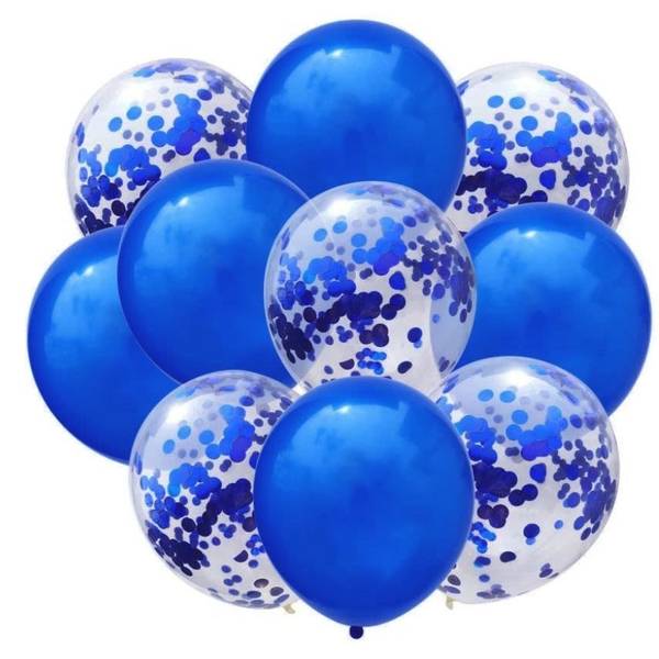 Balloon - Confetti And Blue - Set Of 10