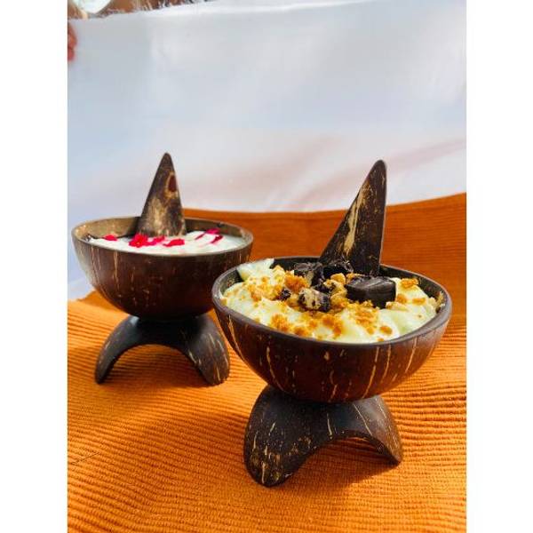 Bowls Set With Tray - 3 Legged - Coconut Shell - Set Of 4
