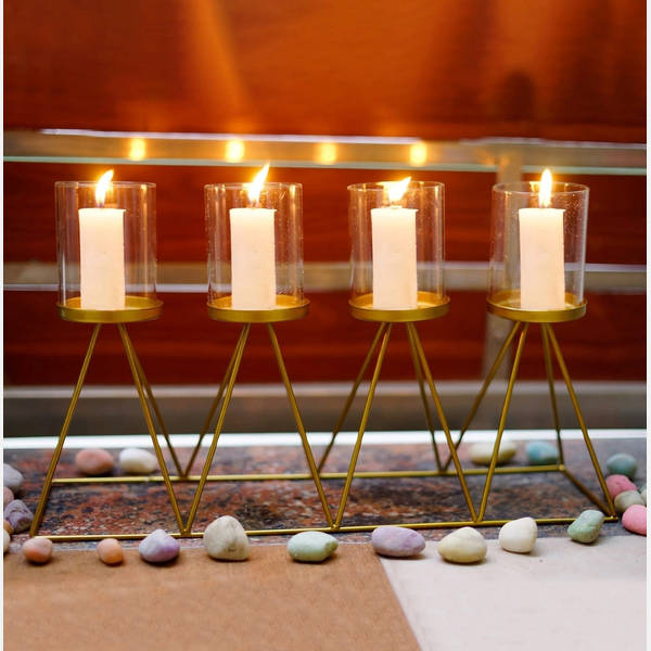 Candle Stand - Pyramid - Glass - Single Piece