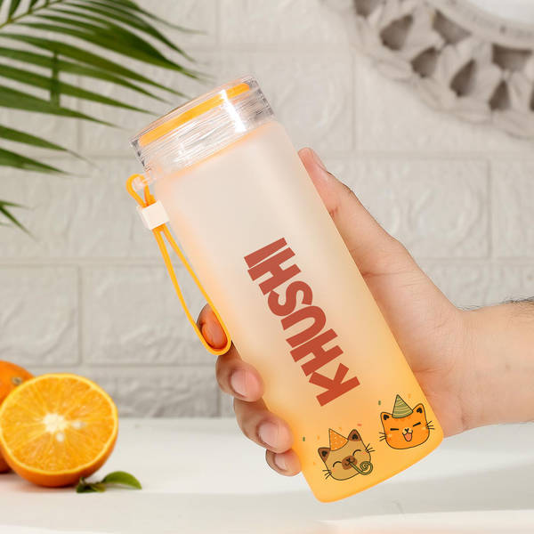 Cat Lovers - Frosted Glass Bottle - Personalized - Orange