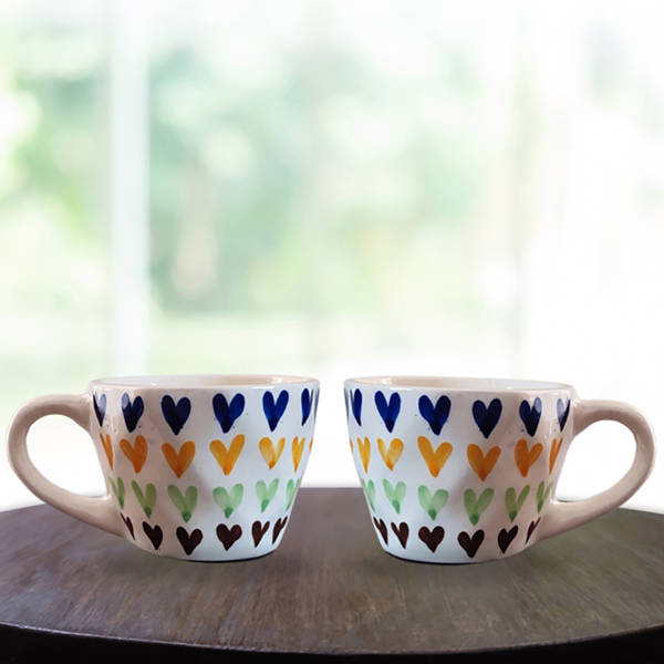 Ceramic Cup - Heart Print - Assorted - Single Piece