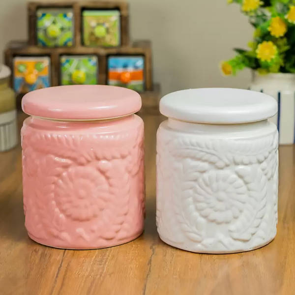 Ceramic Textured Jar - Assorted - 400 ml - Single Piece
