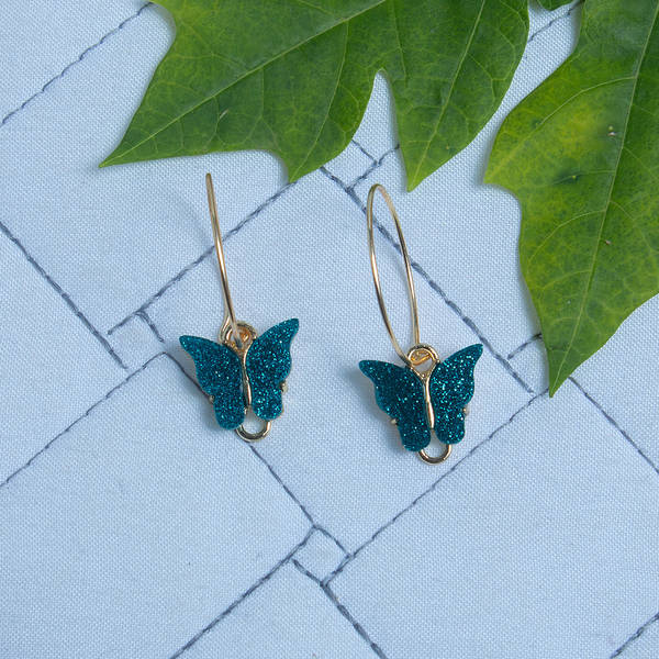 Charming Dark Green Butterfly Earrings