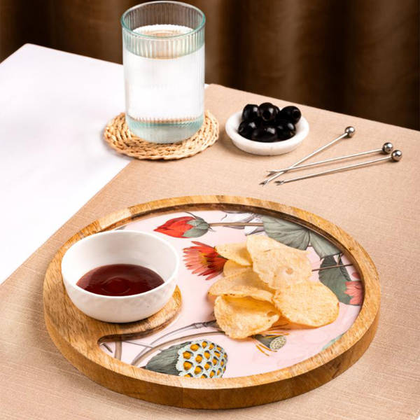 Chip And Dip Platter - Round - Blissful Blooms - Single Piece