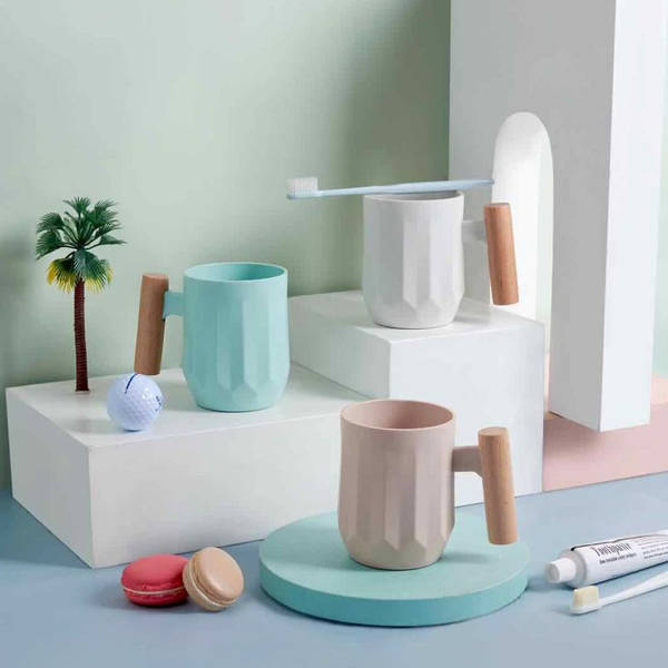 Coffee Mug - Wooden handle - Wheat Straw - Single Piece