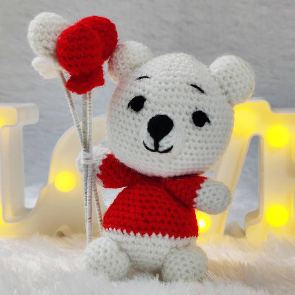 Crochet Balloon Teddy Soft Toy - Single Piece
