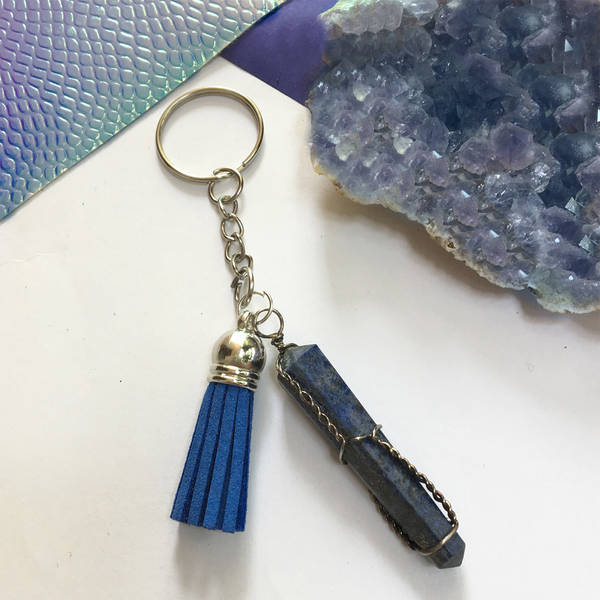 Crystal Tassel Keychain - Lapis Lazuli