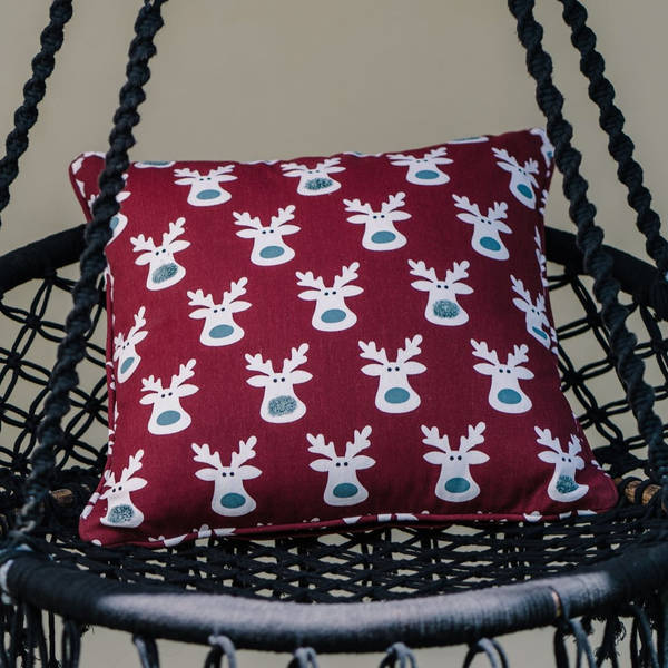 Cushion Cover - Maroon Reindeer
