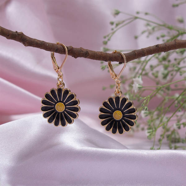 Cute Black Floral Earrings