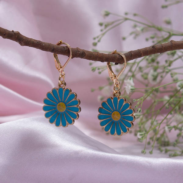 Cute Blue Floral Earrings