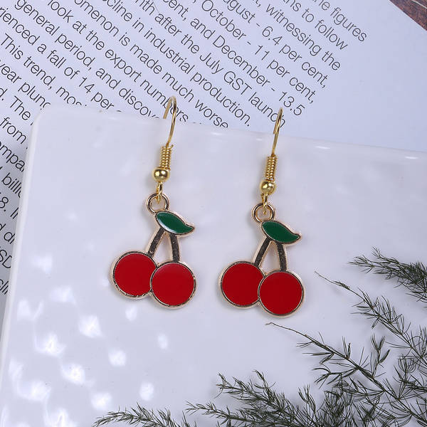 Cute Red Cherry Charm Earrings