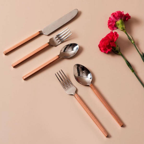 Cutlery With Copper Plating On Handles - Set Of 5