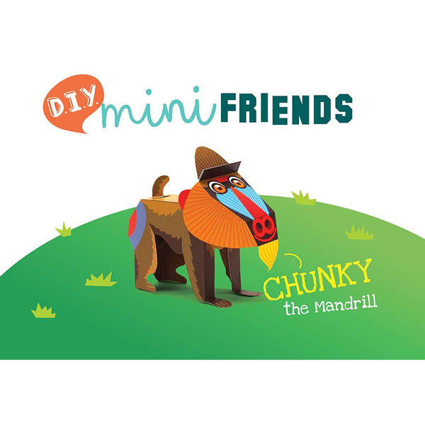 DIY Mini Mandrill Educational Papercraft Kit - Endangered Wildlife Series Of DIY Mini Friends