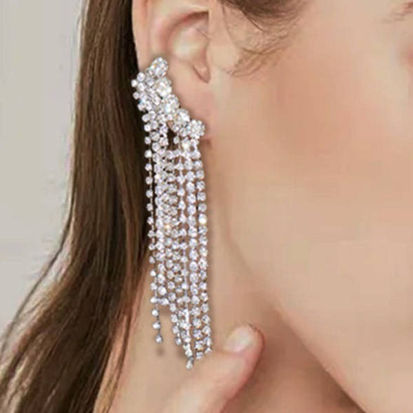 Earrings - Dangler Curve - Diamond - Silver - Juju Joy