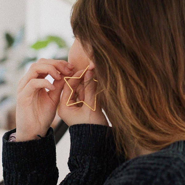 Earrings - Incomplete Star Hoop - Gold - Juju Joy